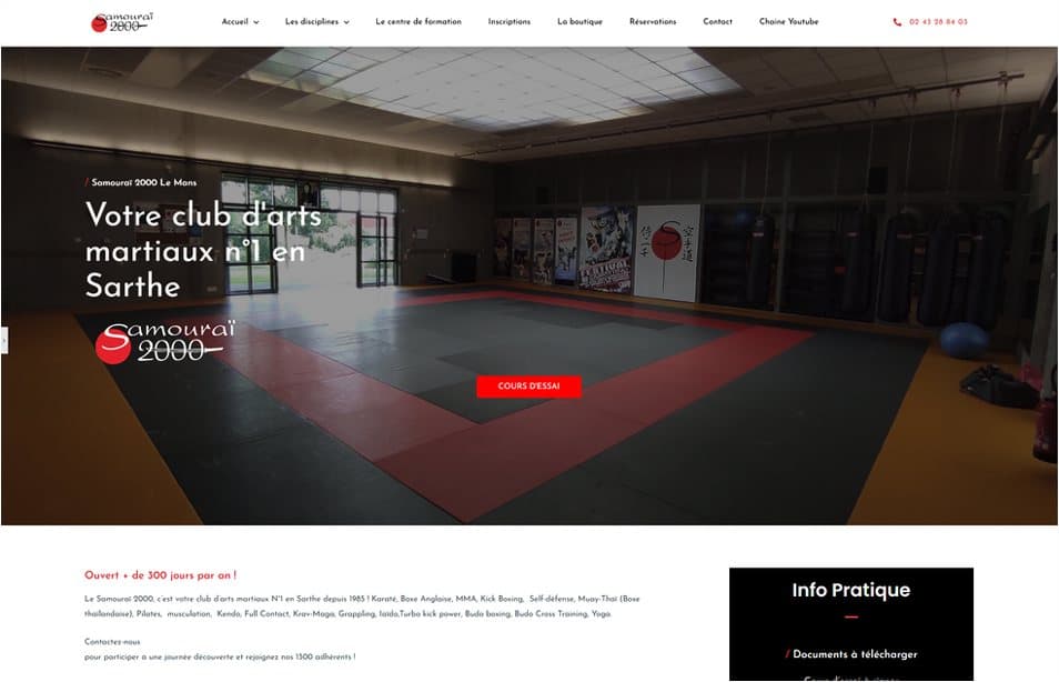 Site de Samouraï 2000 avant la refonte : page d'accueil