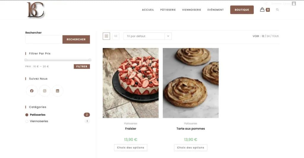 Site de Baiman's : boutique en ligne de pâtisseries