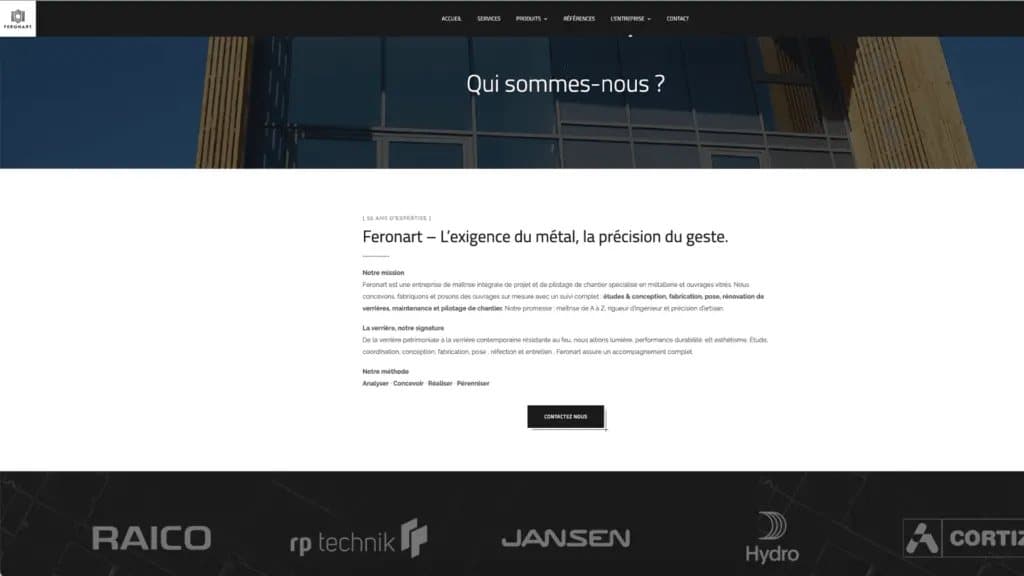 Site de Feronart : page « Qui sommes-nous ? »