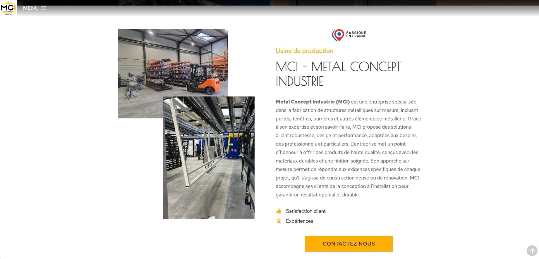 Site de Metal Concept Industrie : l'usine de production