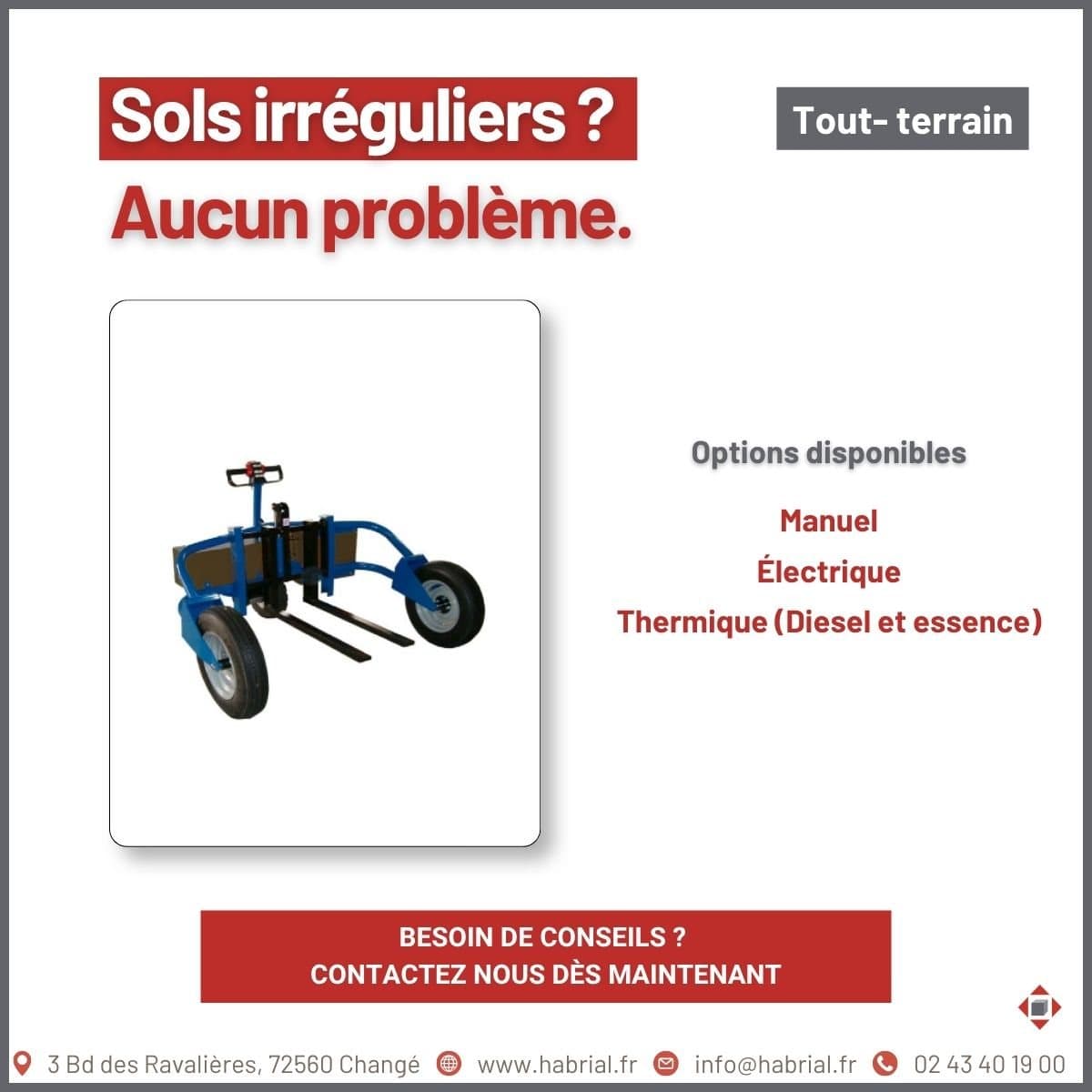 Carrousel LinkedIn d'Habrial : le transpalette tout-terrain